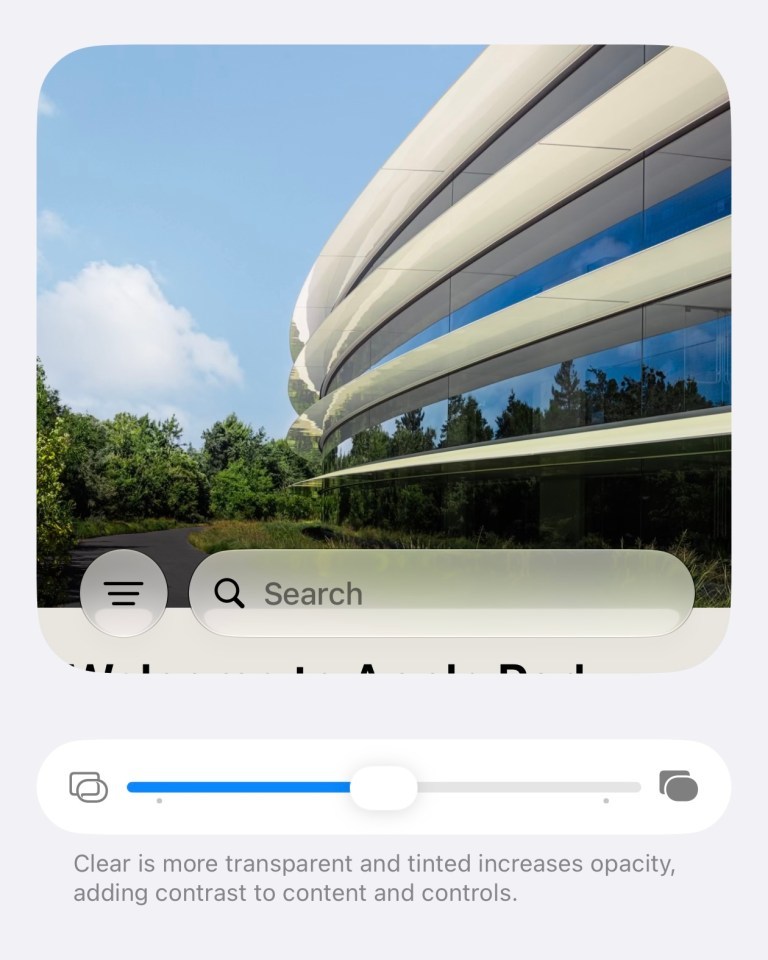 苹果iOS 27 Beta 5 更新中调整了液态玻璃（Liquid Glass）