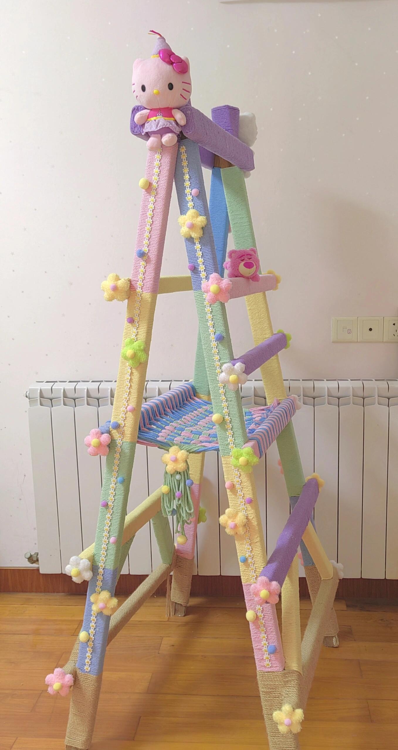 自制多巴胺猫爬架这个配色也太梦幻了呜呜呜小猫公主！ ​​​