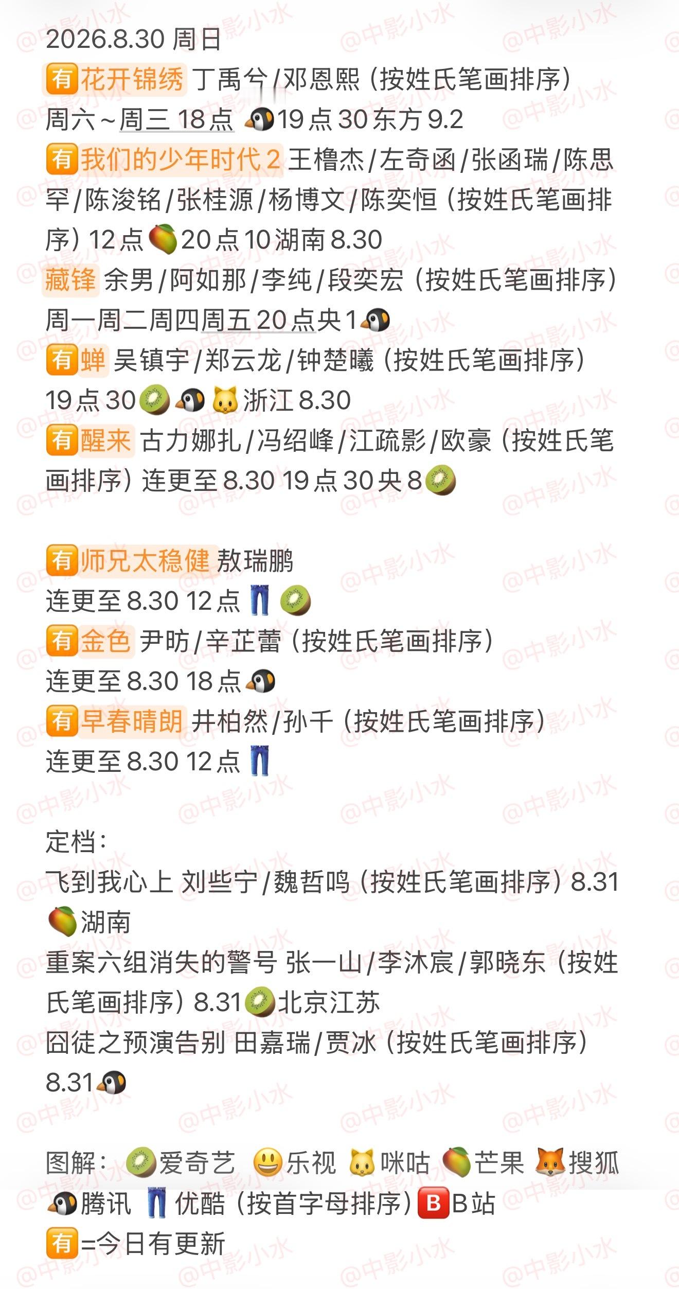拯救剧荒 8月30日，今晚看点啥？？图1 追剧日历 图2 综艺日历  图3  已