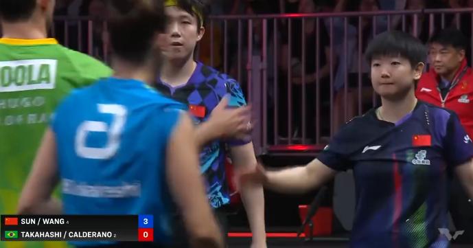 3-0！莎头组合光速晋级决赛！WTT 美国大满贯混双半决赛，王楚钦孙颖莎全程压着