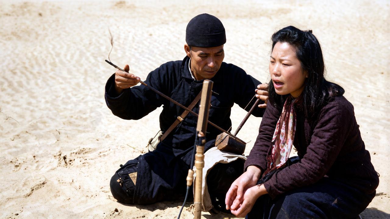 这张拍摄于抗战时期的老照片曾被日本军部判定为“不许可”。画面中不是一对卖唱父女的