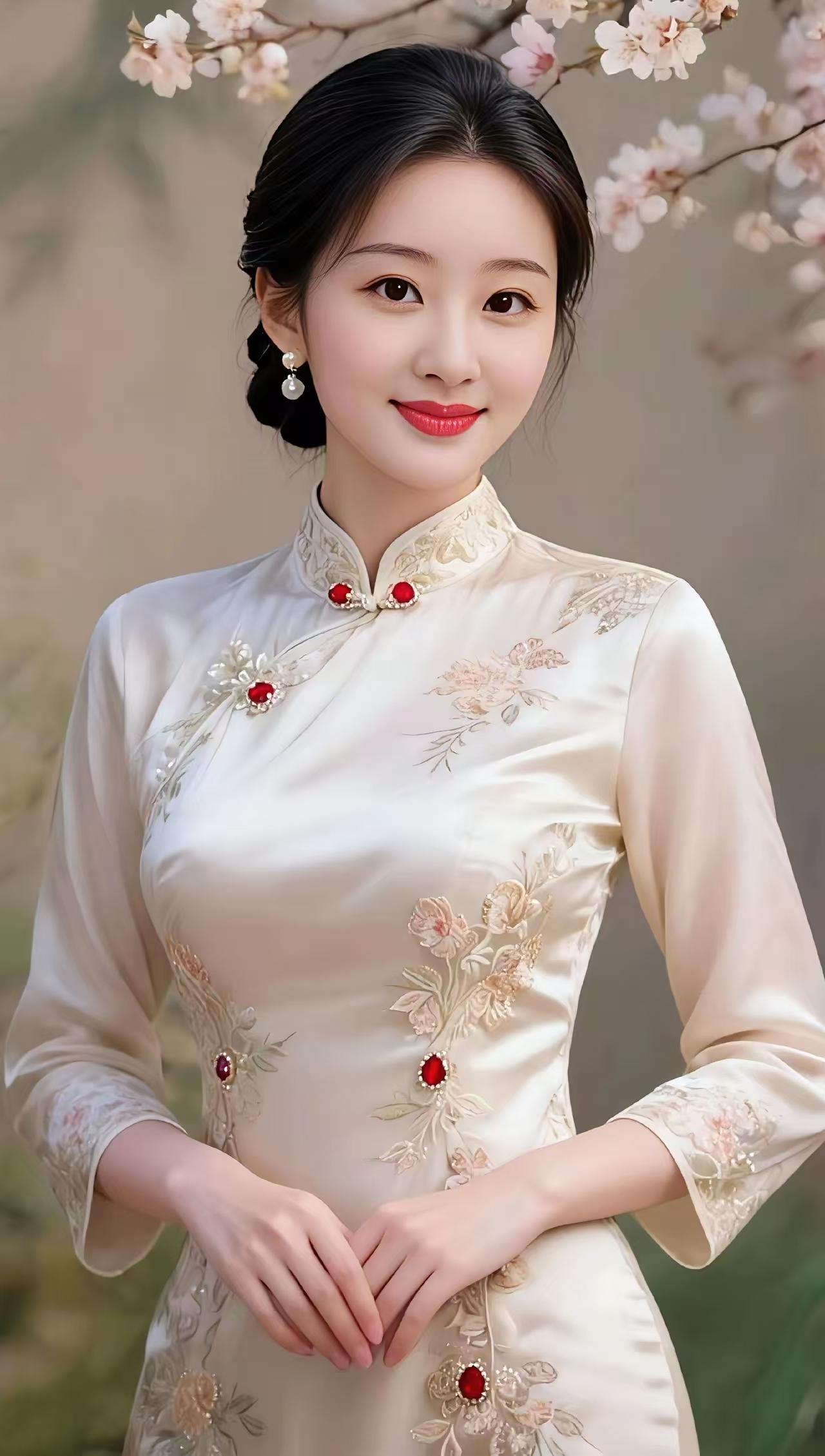 清平乐·旗袍雅韵
香槟裁素，
暗蕴东方度。
一领温婉凝芳绪，
裁取人间风华。
 