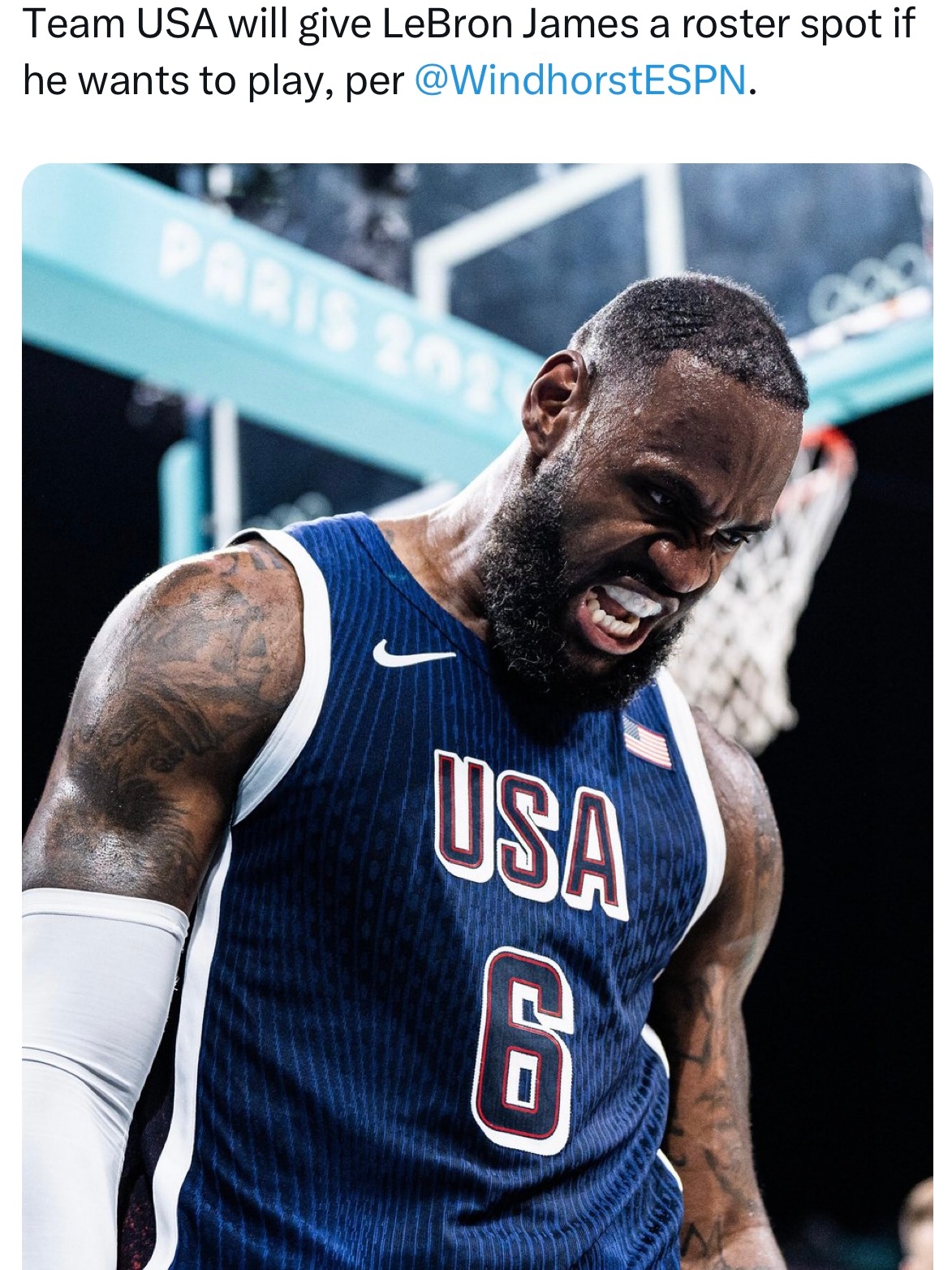 Brian Windhorst：只要勒布朗-詹姆斯愿意出战，美国男篮会为他预留一