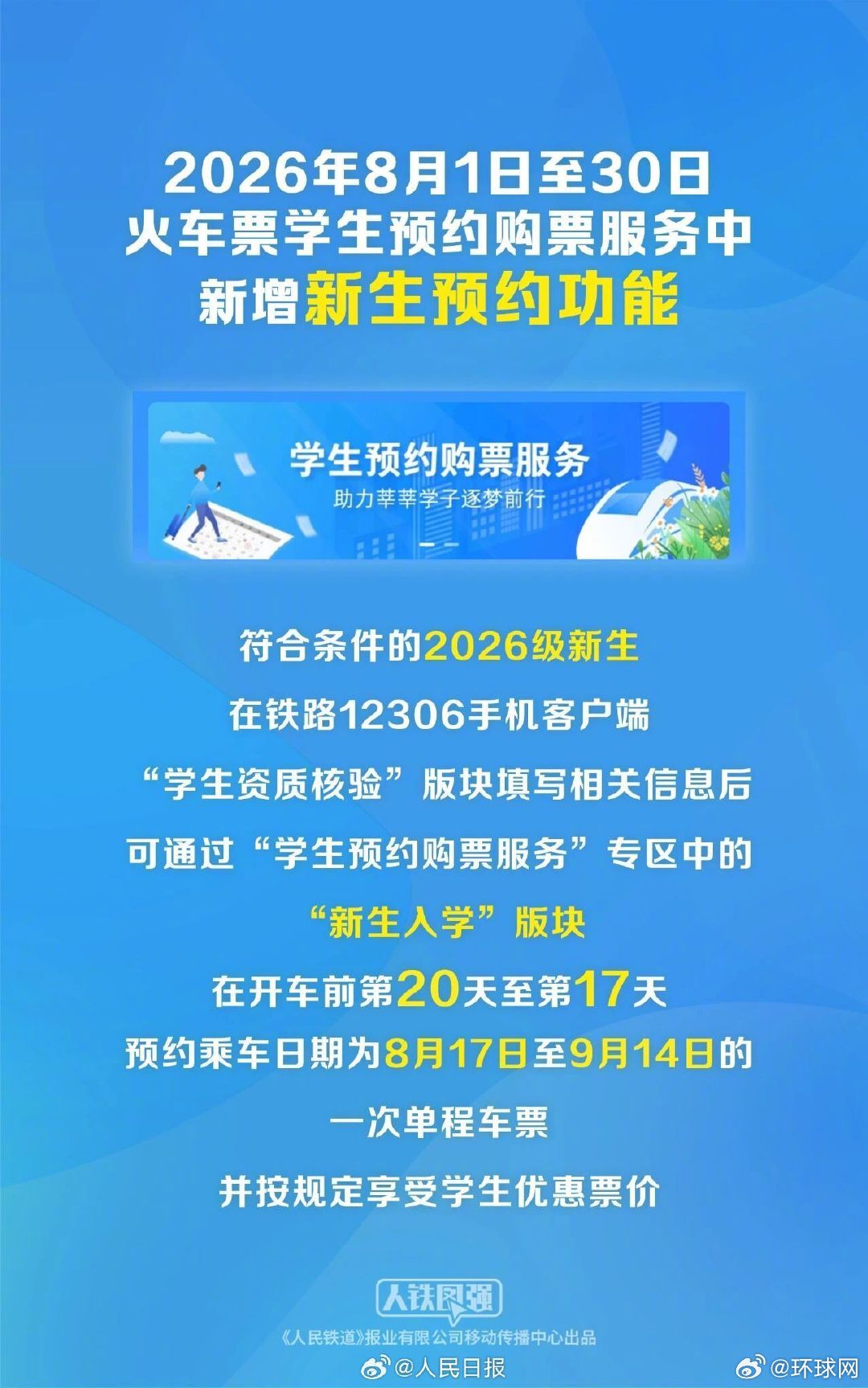 【#12306上新新生预约功能#】#新生买火车票可预约了# 记者从中国国家铁路集