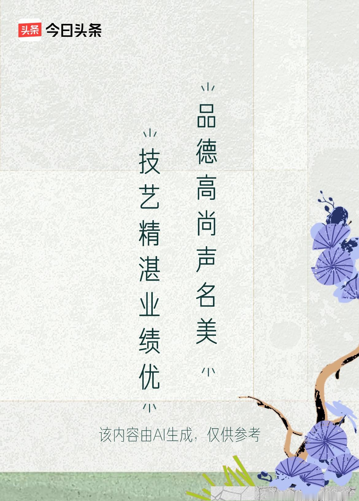 文学创作大会 看到这个文学创作大会的上联“技艺精湛业绩优”，对出的下联“品德高尚