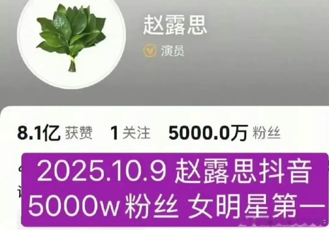 赵露思🫘粉丝达成5000万，成为女明星中第一名 ​​​