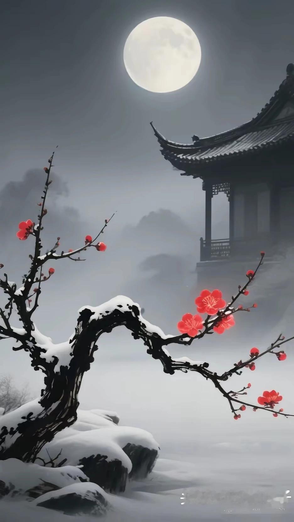 上联：梅梢雪压呈冬骨
 下联：疏影横斜迎春来
