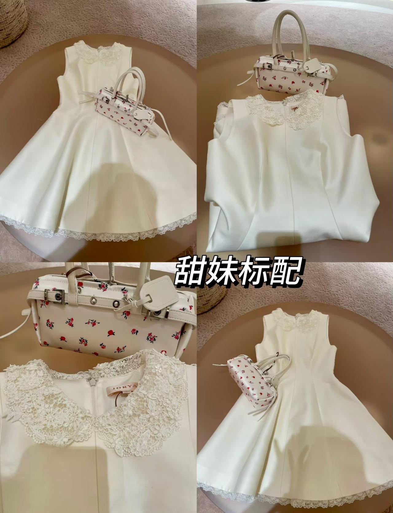又是拆新裙子的快乐啦💓
白裙配碎花包，仙气拉满✨是心动的感觉
白裙+迷你包，甜