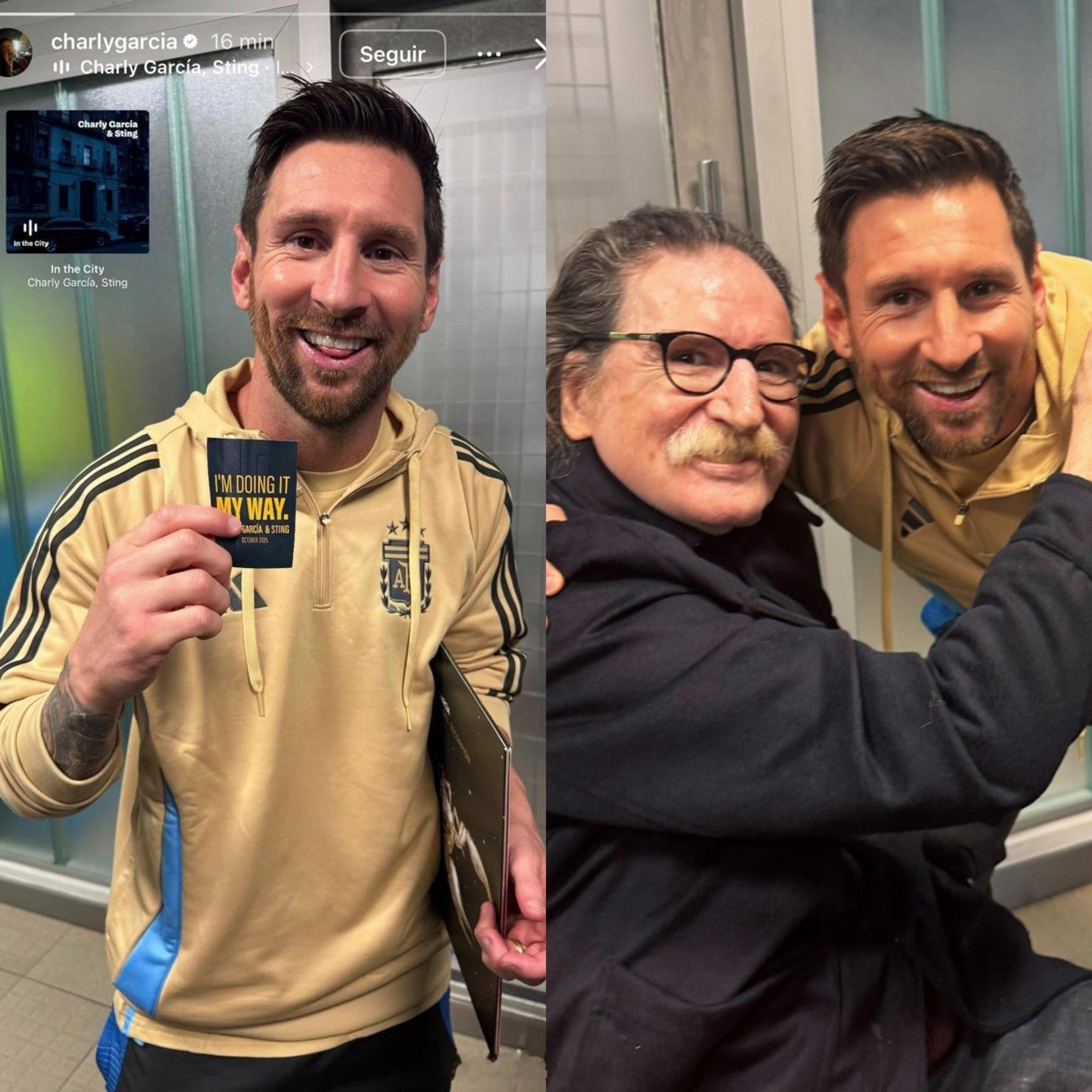 🇦🇷查理·加西亚分享的与梅西的照片📷梅西手里拿着的是加西亚与 Sting 