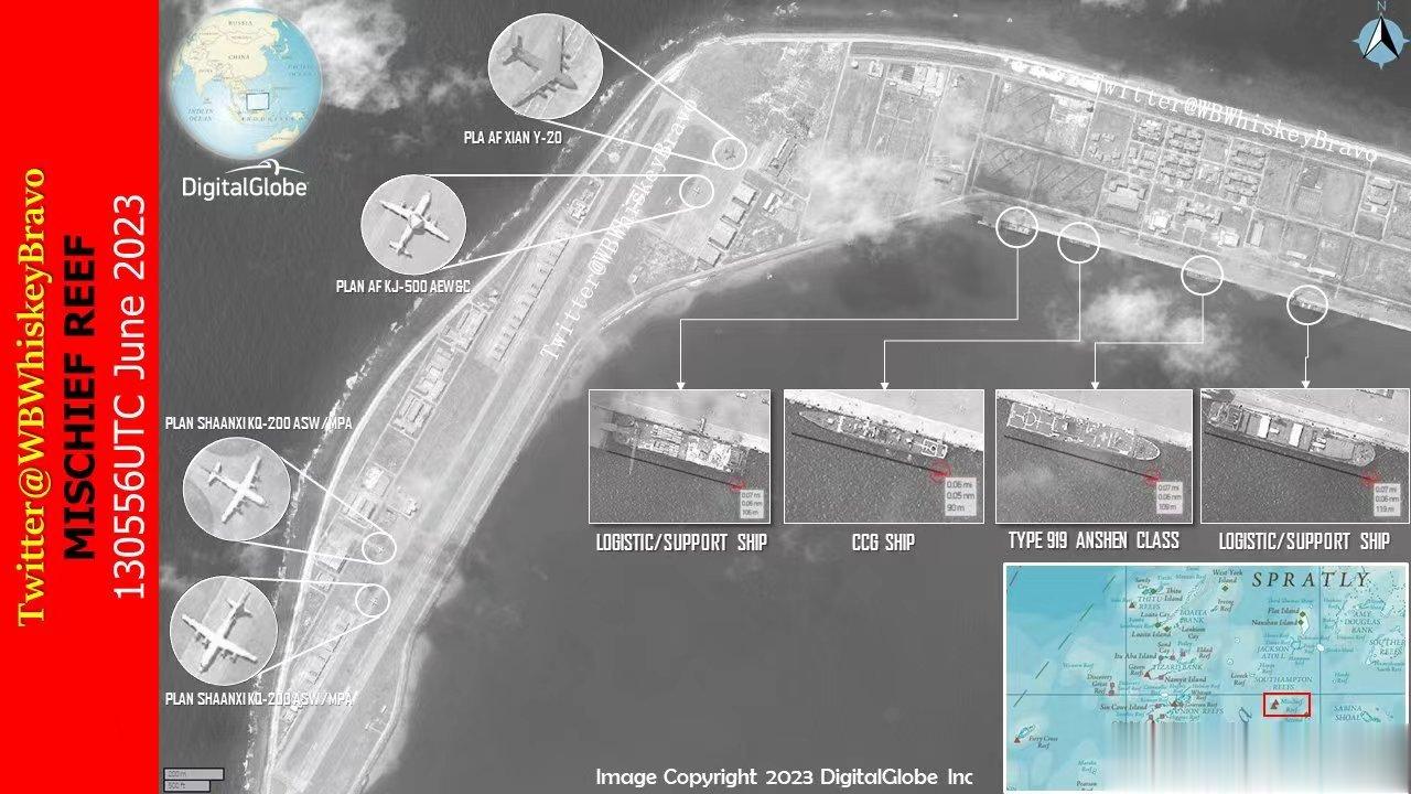 开始大规模驻军了？这是外媒发布的我南海美济岛的近期卫星图，显示目前我军已经在该岛