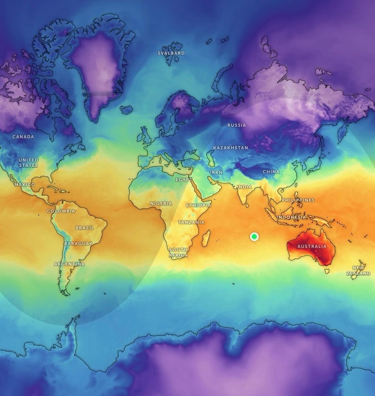 现在，土澳是世界上最热的地方。

澳大利亚目前是地球上最热的地方……而且遥遥领先