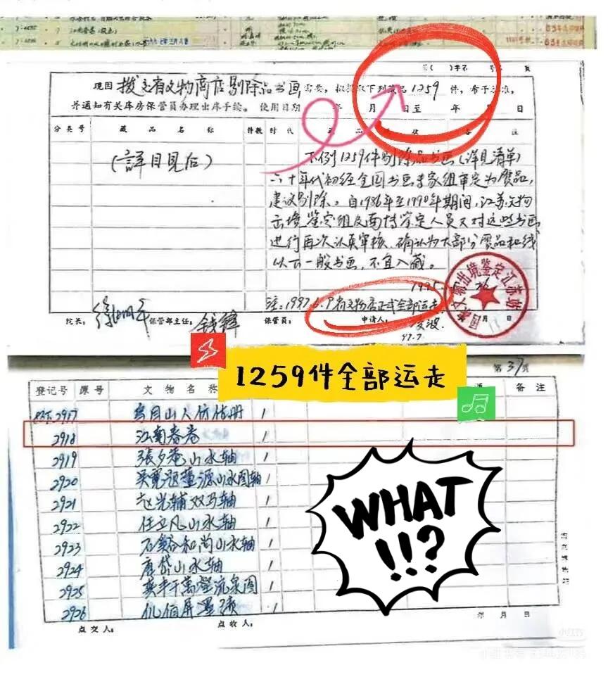 网友这一扒太吓人了！
和《江南春》一起被
南博划拨给江苏文物商店的藏品，居然足足