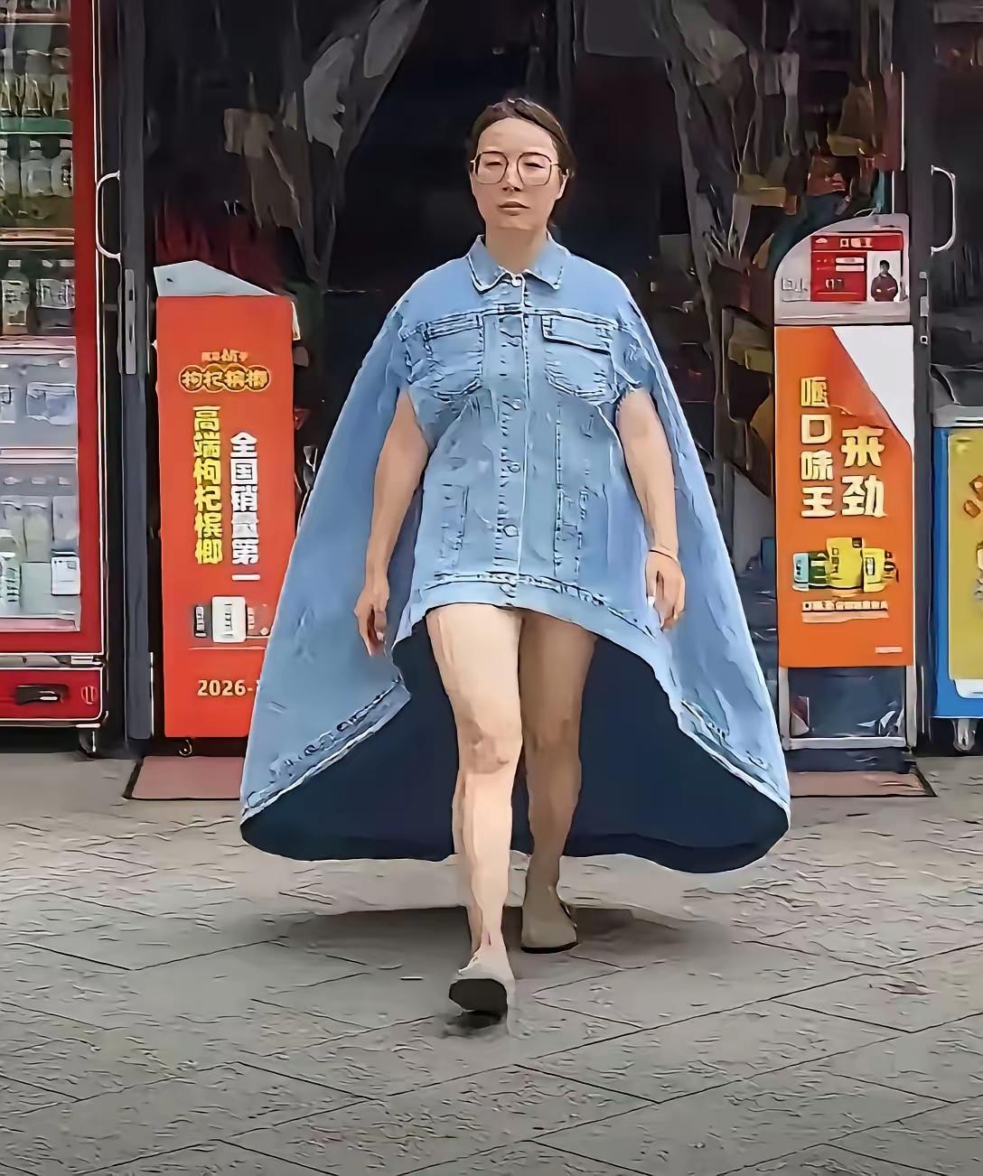 天哪！大妈！您这衣服是巴黎世家的款式吧，可太有范儿了。
大街上，一位中年大妈迎面