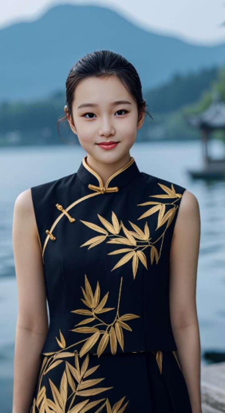 AI扩图 AI西湖旗袍雅