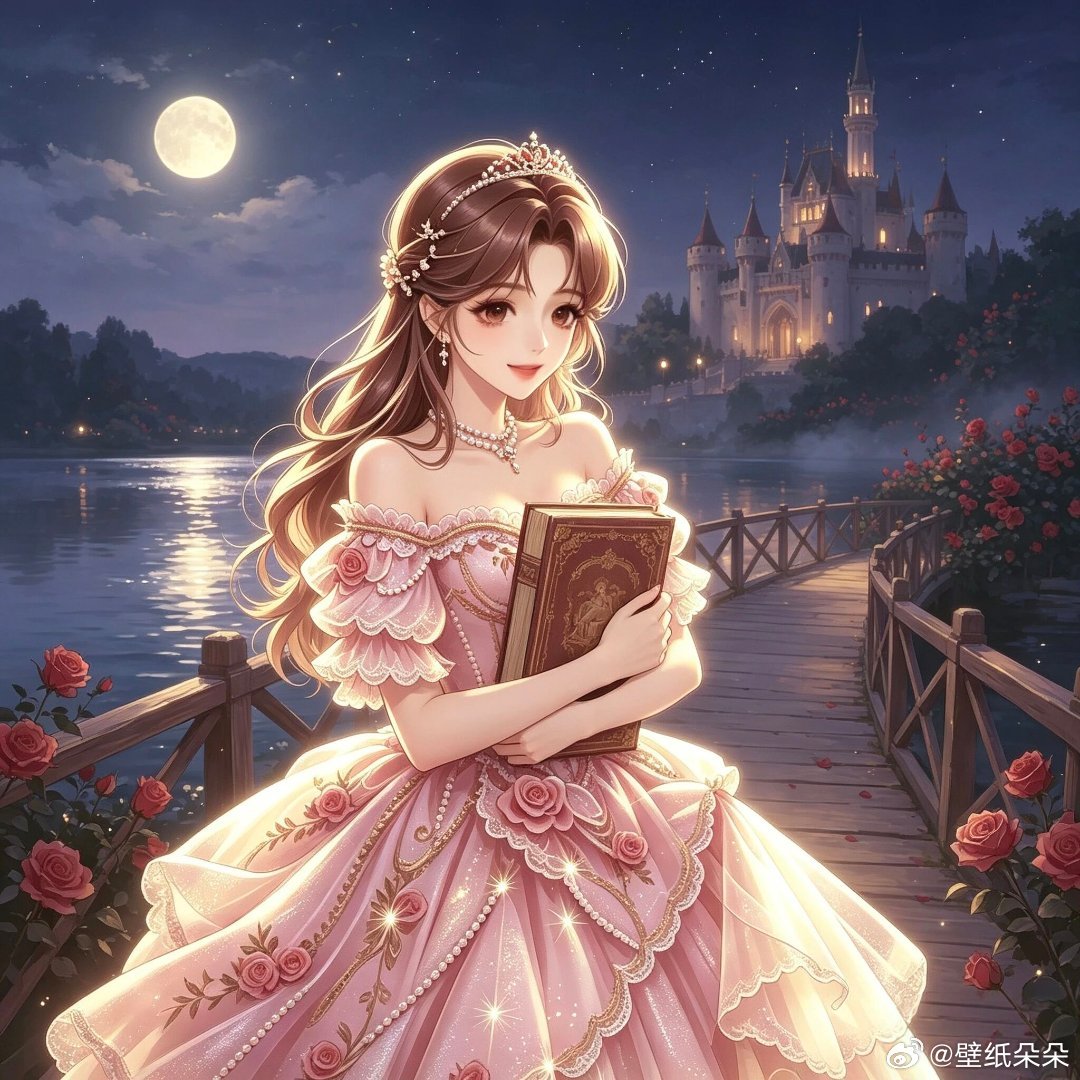 优雅淡紫粉色礼服裙公主头像 
