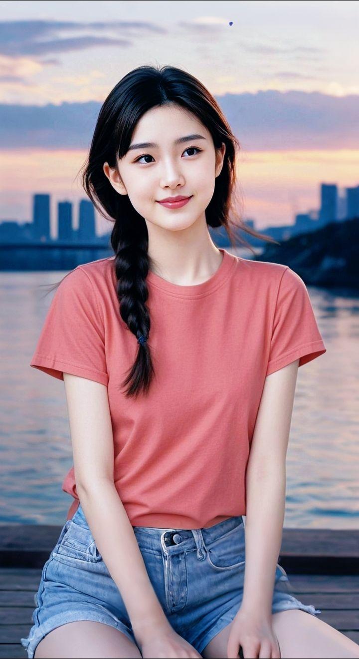 AI扩图 AI双辫佳人