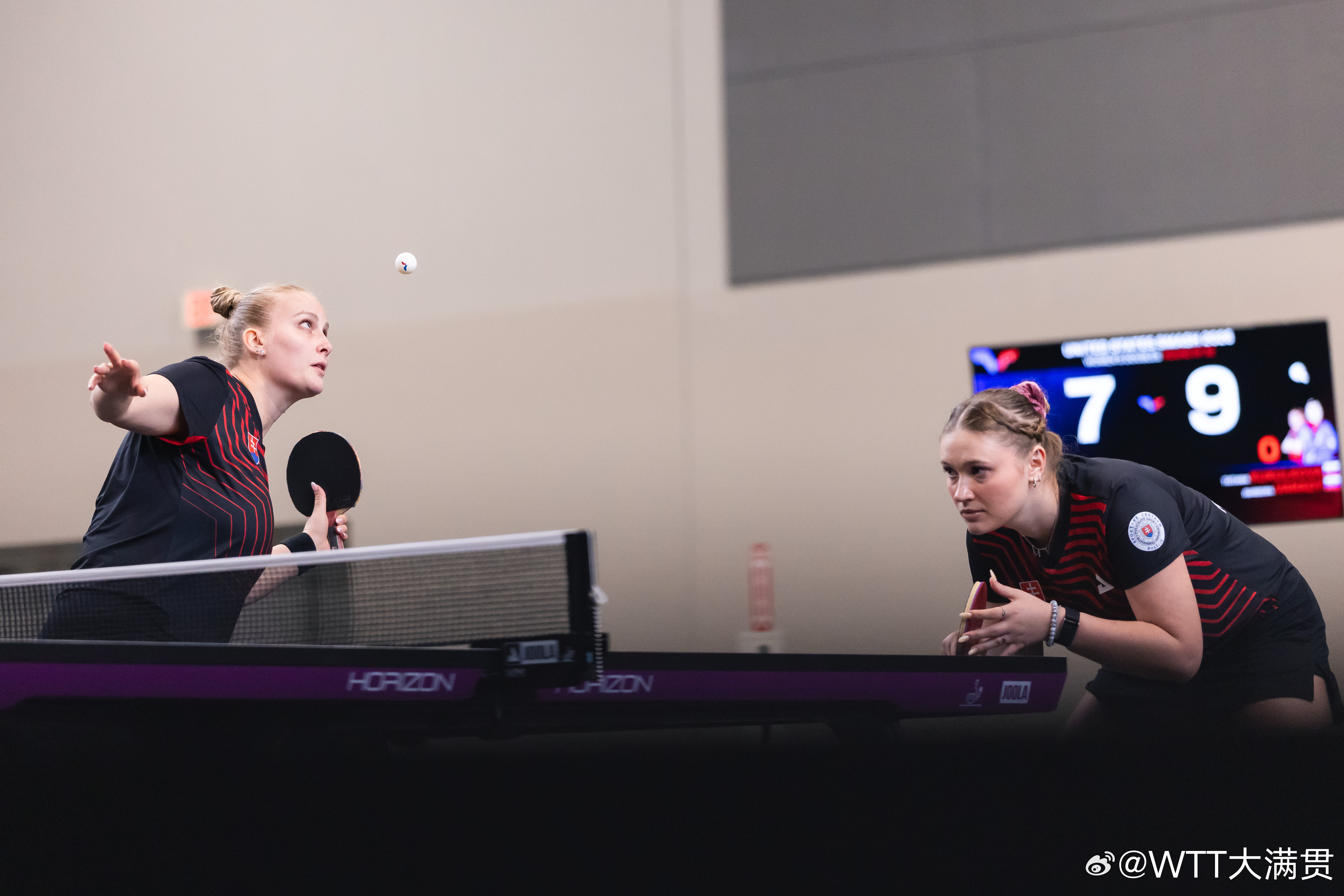 WTT美国大满贯2026 女双1/16决赛巴拉佐娃/库库洛娃(SVK)3-2单晓