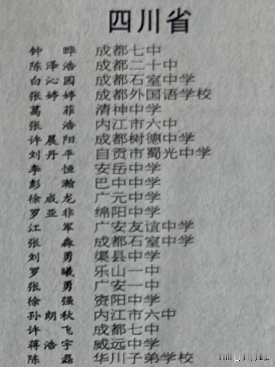 这是1999年，北京大学录取四川考生的名单。

上面的名字现在随便搜一个，身份应