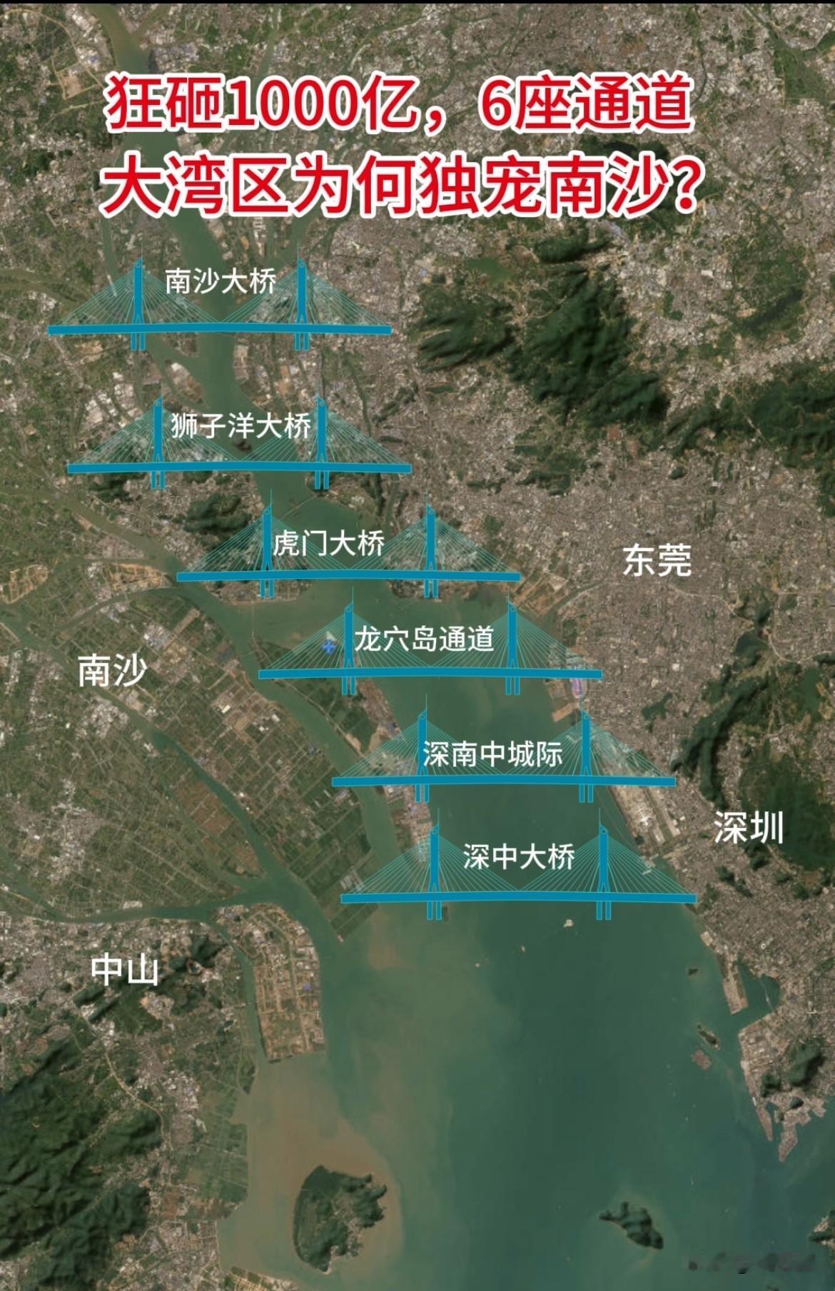 狂砸千亿，6条过江通道，大湾区为何独宠南沙？珠江口六条跨江通道扎堆南沙，千亿规模