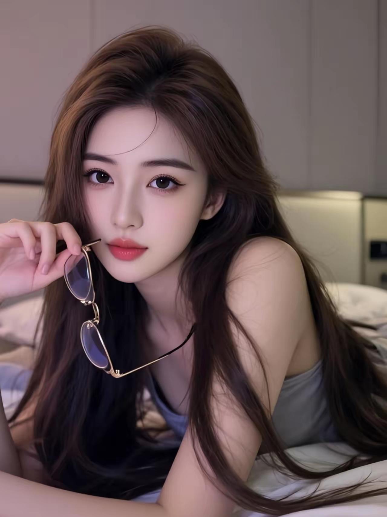 慵懒午后，少女轻抚墨镜，慵懒神情，美不胜收。😍👀💄