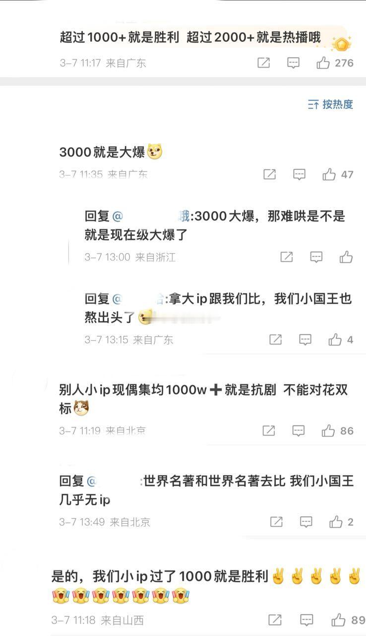 虞书欣粉丝说嘘国王在冬眠2000+就是大爆，1000➕就是胜利[允悲] ​​​