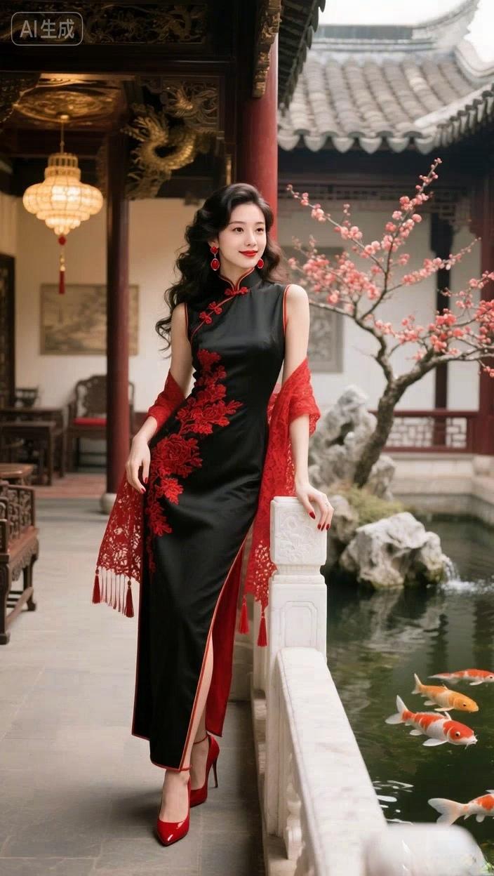 七绝●园林酒家/古韵  

水暖池清锦鲤欢，
灯明院亮引围观。
雕梁画栋园林景，