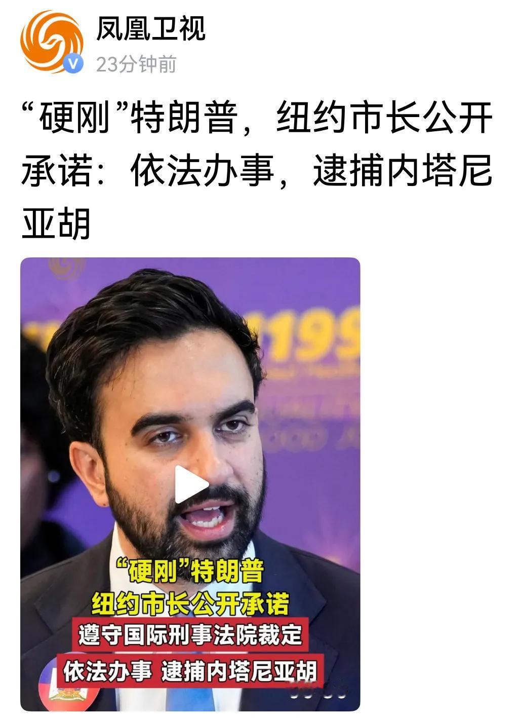 纽约市长宣称逮捕到美国参会的以色列总理内塔尼亚胡。估计美国人也学会了口炮，执行逮