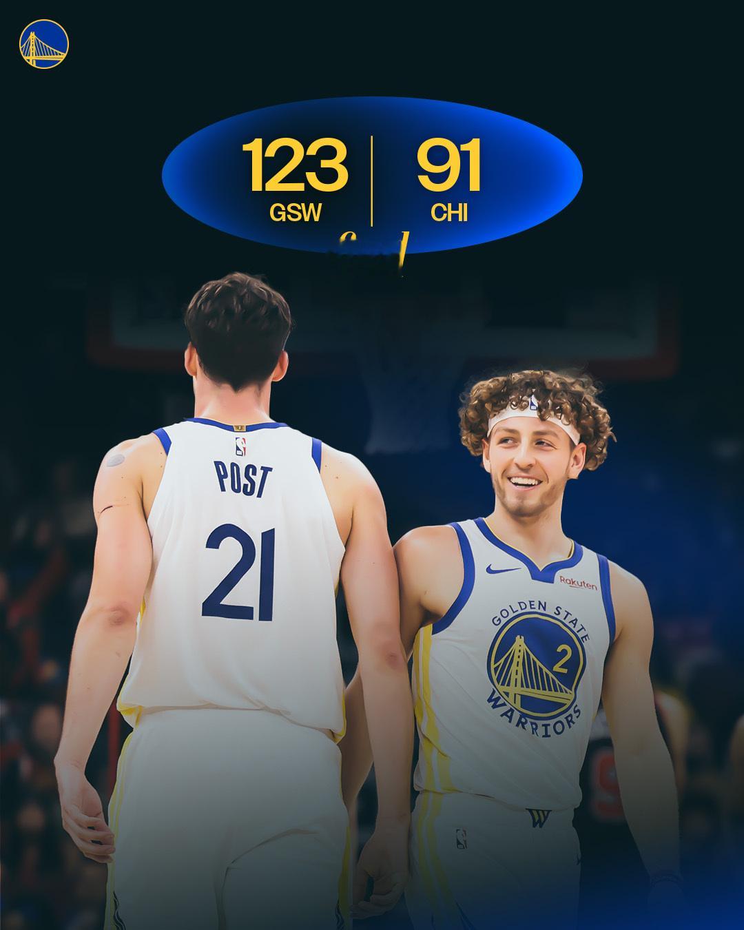 勇士背靠背32分大胜公牛，科尔用了11人轮换都没给库明加1分钟出场时间nba