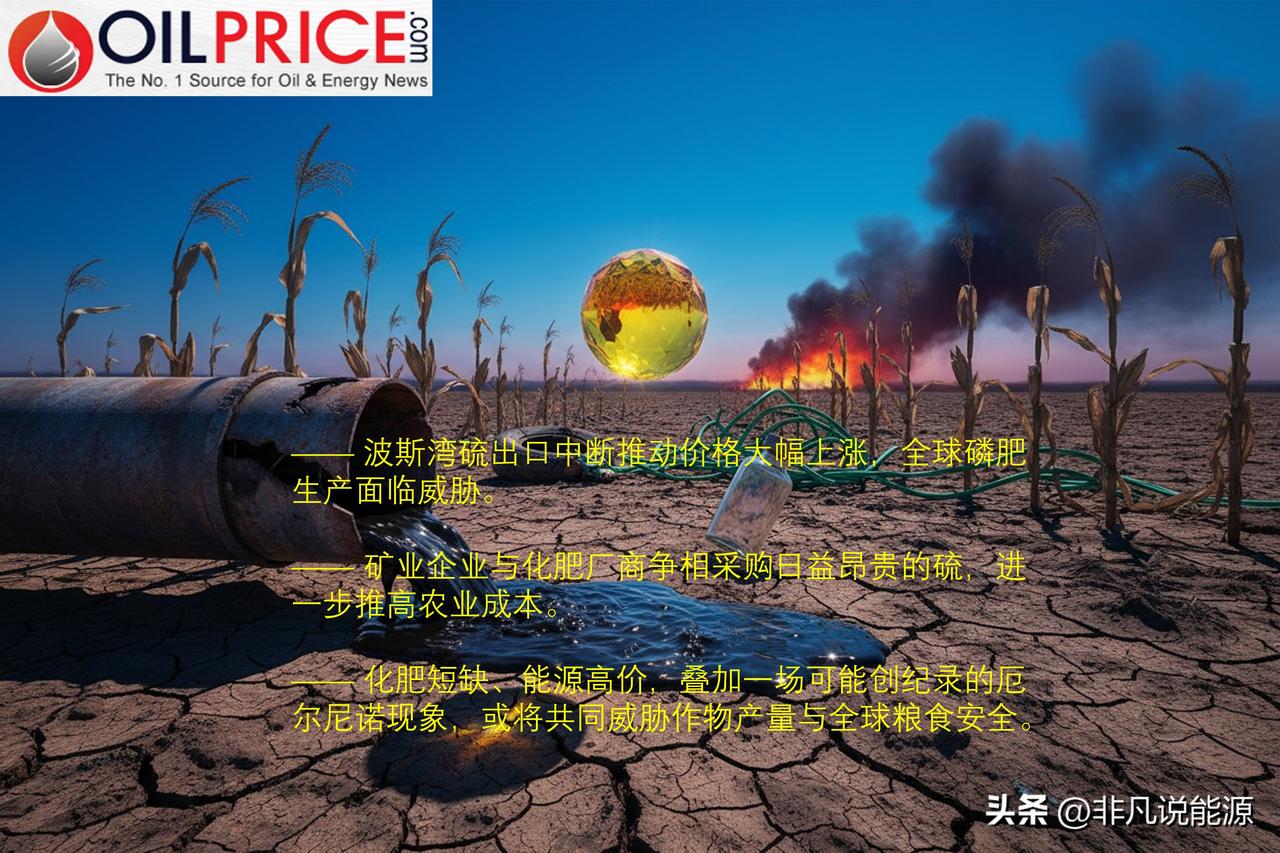 波斯湾梗阻催生硫危机，一条原料链牵动世界粮食供给

硫已经成为现代工业体系（包括