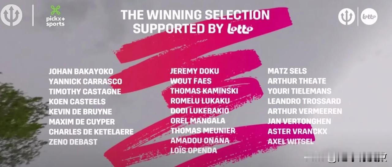 比利时队欧洲杯26人大名单中，仅有7人来自非五大联赛，他们分别是：
前锋——若昂