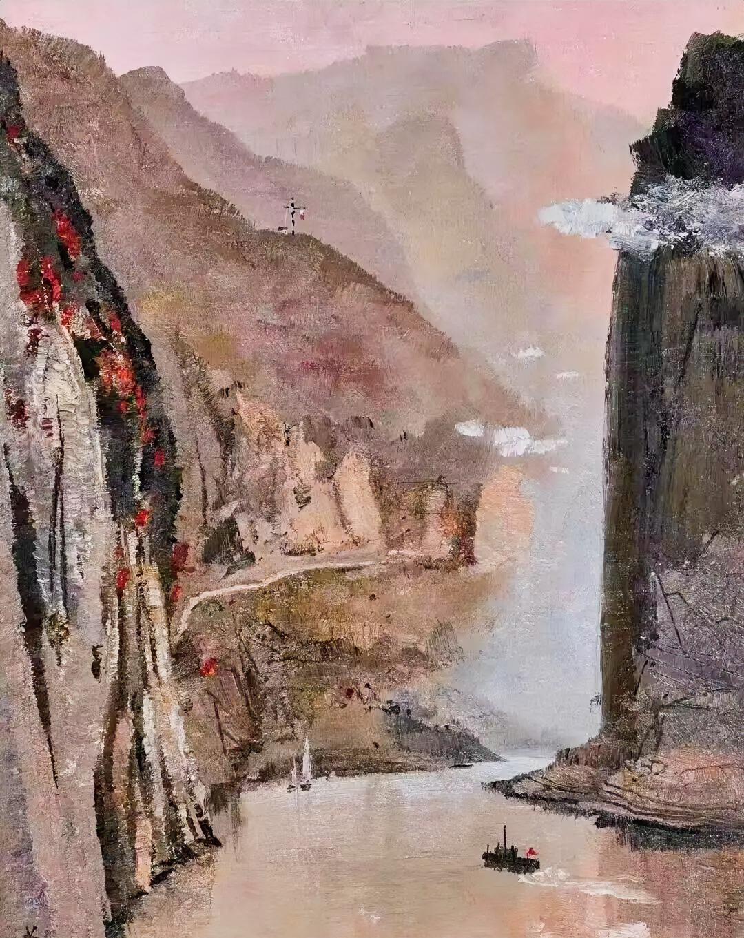 《美丽的长江三峡》油画
作者:吴冠中
