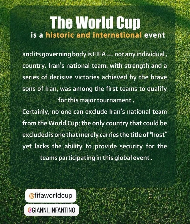 伊朗回应不适合参加世界杯言论  北京时间3月13日，针对美国总统特朗普“伊朗不适
