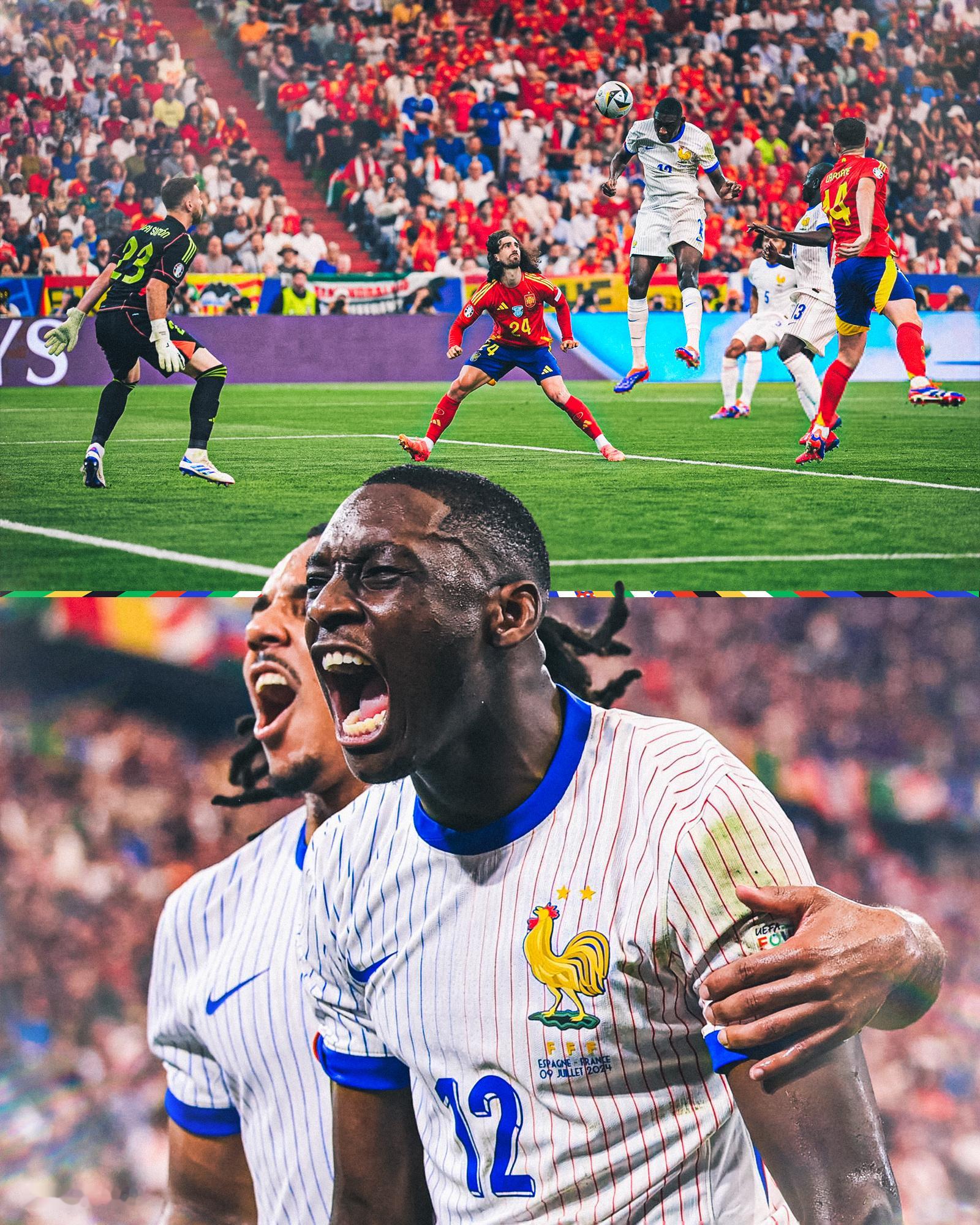 来得正是时候。🇫🇷#穆阿尼头球破门##西班牙vs法国##欧洲杯# ​​​