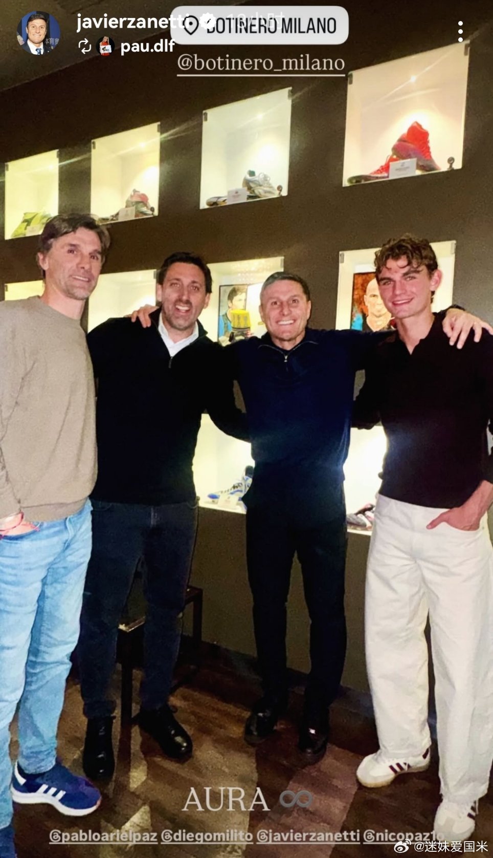 老朋友们在萨内蒂的餐厅聚会，帕斯加盟的新闻又要铺天盖地了😀😀😀国际米兰意甲