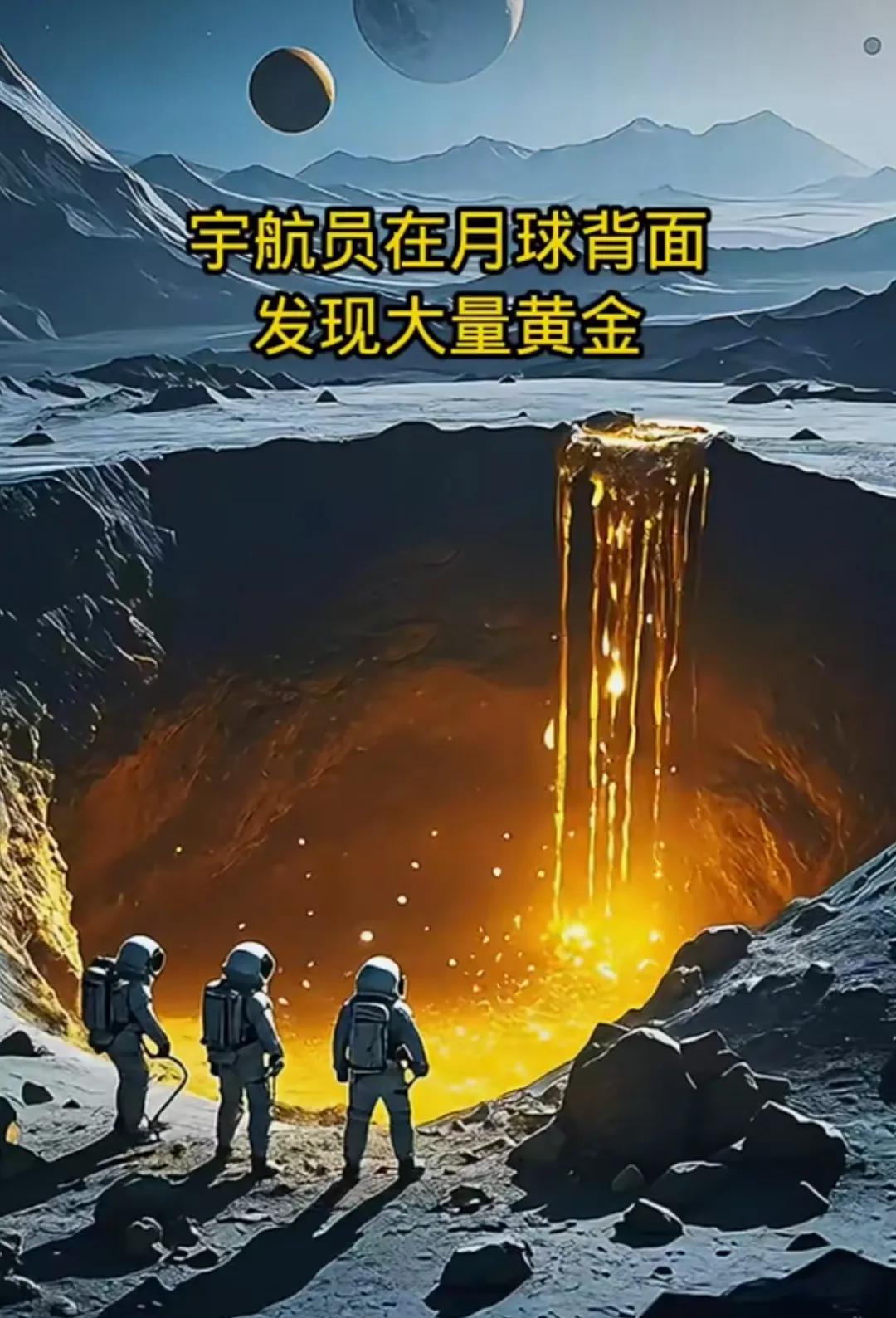 宇航员发现月球背面黄金宝藏！🚀💰月球的神秘 月球神秘之处 太空无限想象力 火