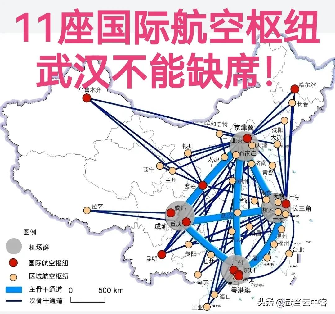 国内的国际航空枢纽城市，居然没有武汉！
目前国内称得上国际航空枢纽城市的的有11