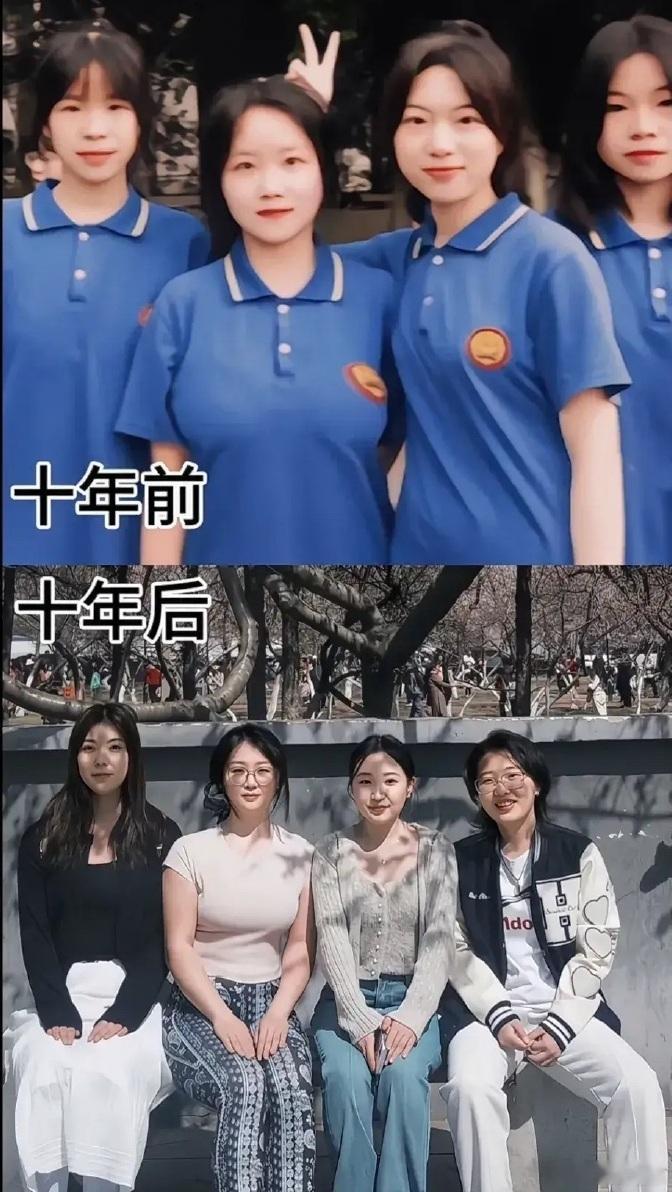 网友：10年前 vs 现在，一转眼就长大了。 ​​​