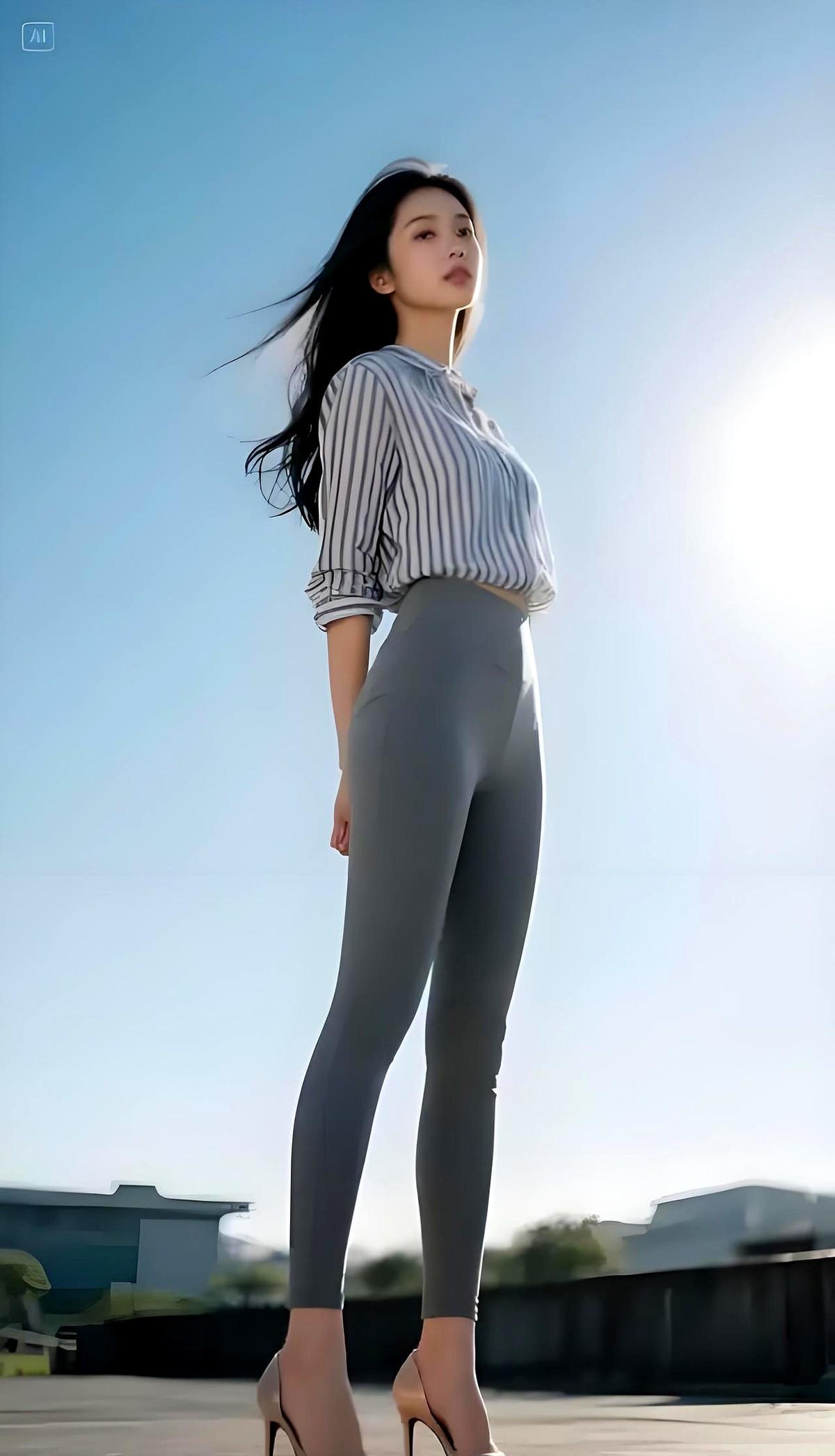 紧身裤不是用来显腿细的，是让你走路带风的。
深色哑光的，上班穿不显邋遢；侧边有线