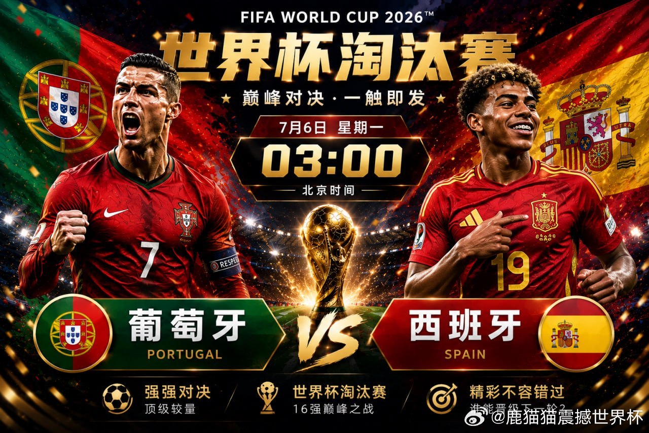 🏆 世界杯淘汰赛焦点战🇵🇹 葡萄牙 VS 西班牙 🇪🇸🕒 03:00