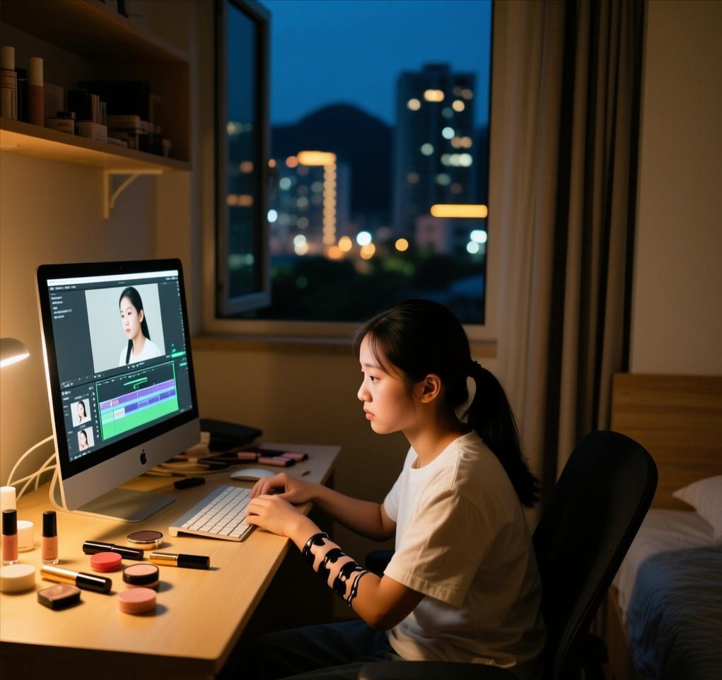 贵州毕节00后脑瘫女孩邢召琼三年来通过做美妆博主，每天工作到凌晨，独自剪辑视频，