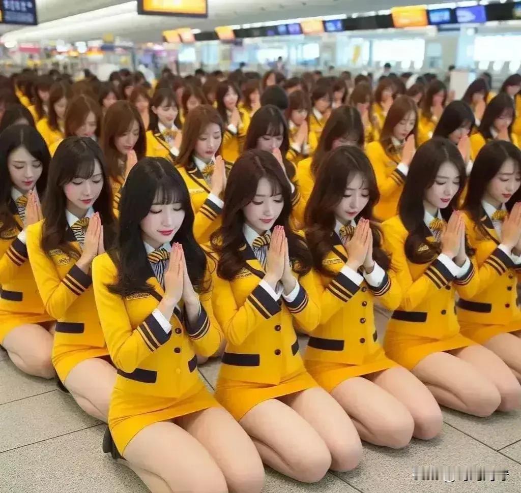 这是哪个国家的空姐都跪在地上祈祷什么？这样的仪式有谁见过呢？
 #评论区晒图挑战