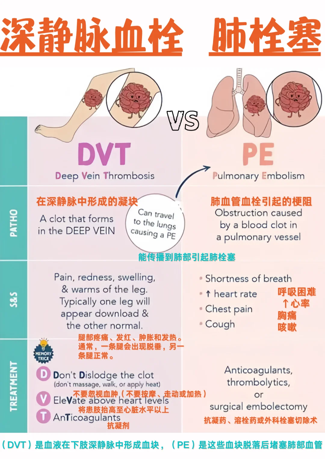 备考RN/深静脉血栓和肺栓塞！！学！！内容