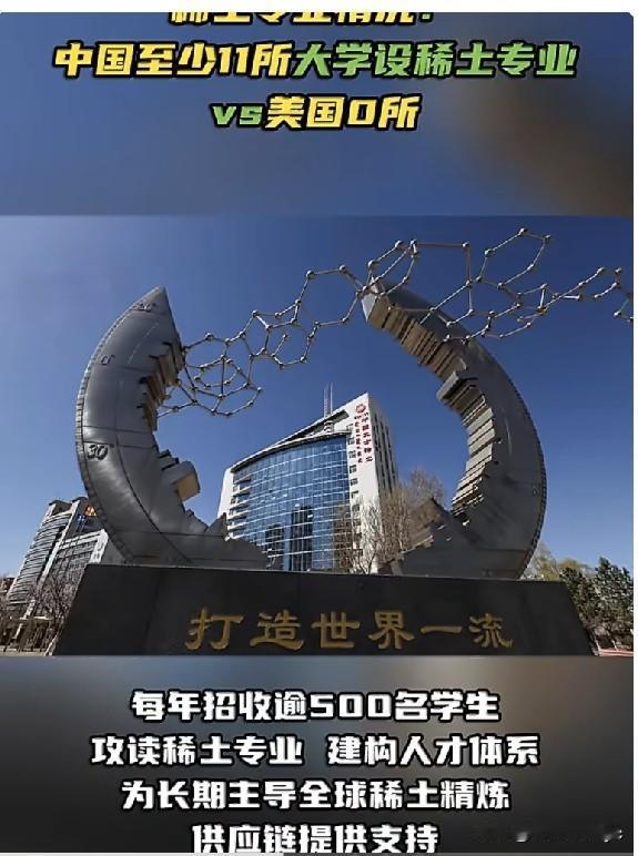 【中国至少11所大学设稀土专业vs美国0所】
当地时间6月1日，路透社发布题为《