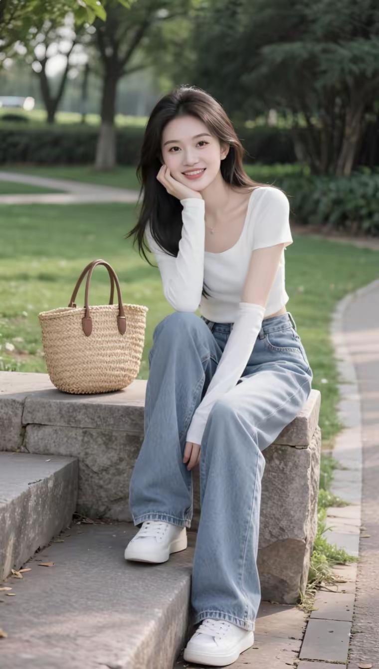 阳光明媚的午后，坐在公园长椅上，享受悠闲时光。🌞💐👗