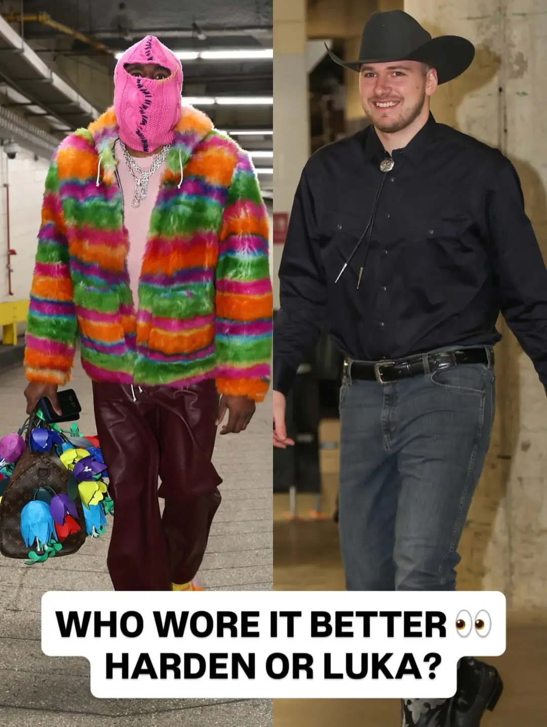 NBA官方发问：哈登和东契奇圣诞大战穿搭，谁更佳？火箭vs湖人NBA圣诞大战