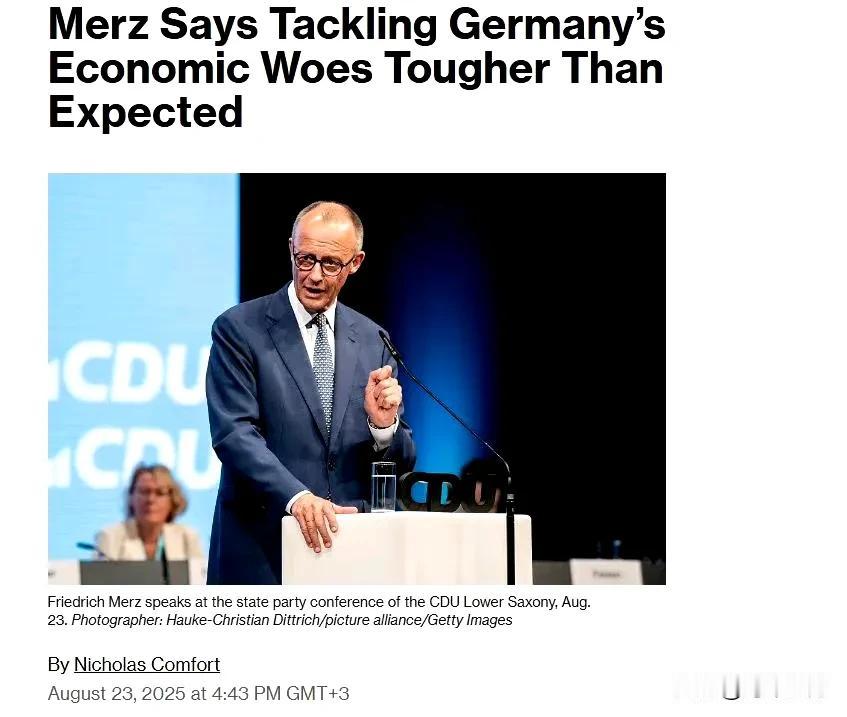 🔻德国总理弗里德里希·默茨表示，解决德国的经济问题比他最初预想的要复杂得多。