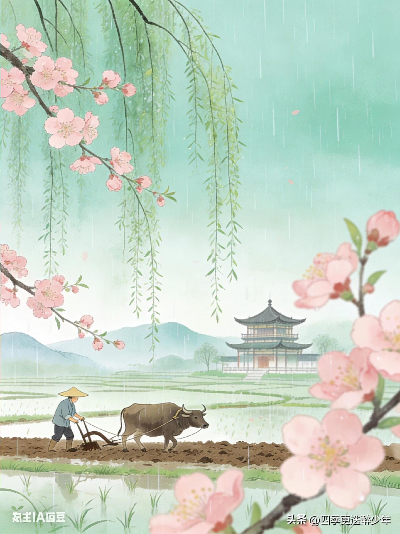 春分恰遇二月二
 
春分拂面柳丝柔，
龙抬头时雨初收。
一犁新绿耕春色，
万里晴