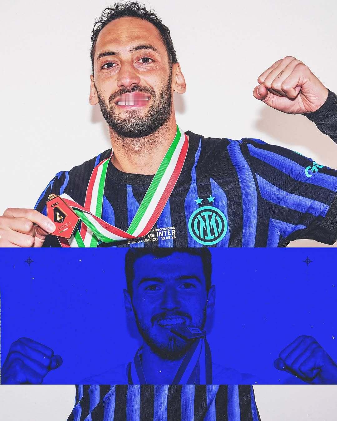意大利杯冠军的定妆照 🇮🇹🏆再次祝贺🔵⚫️我们是Calcio