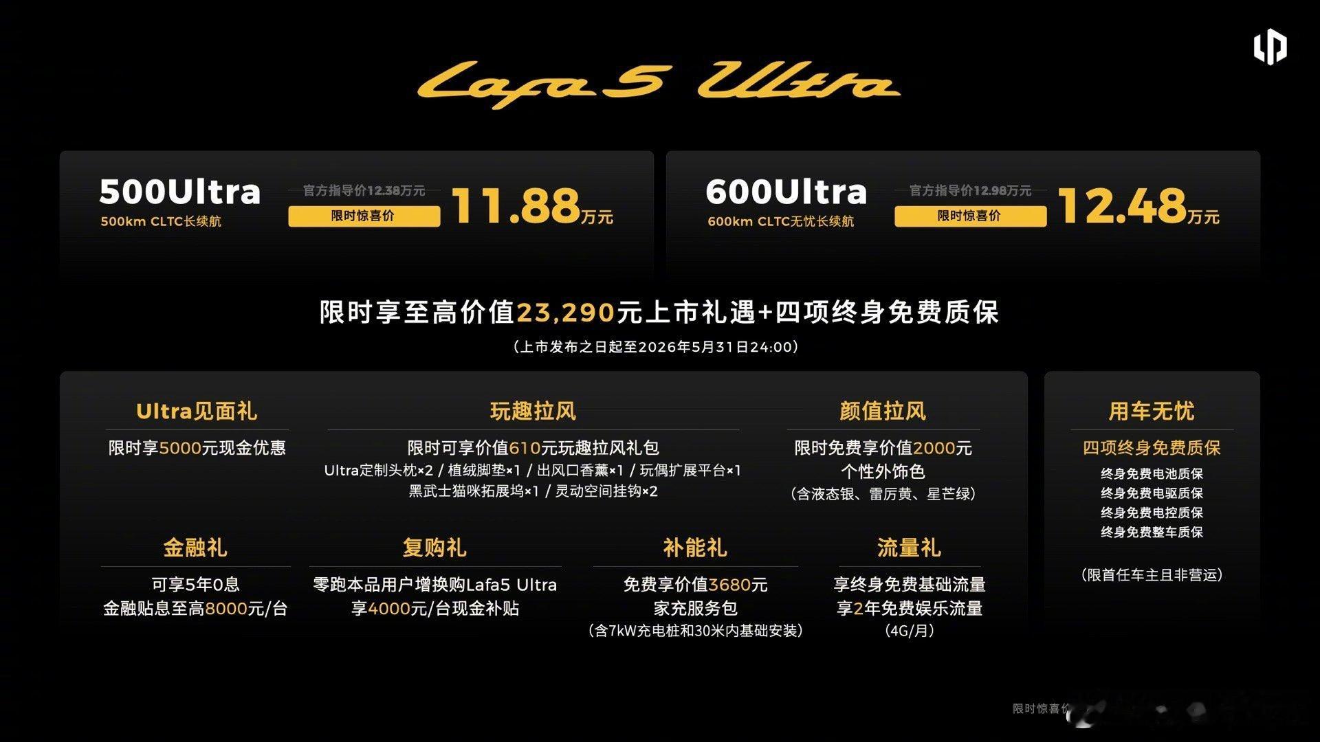 零跑Lafa5 Ultra在北京车展上市，11.88万元起，是台专为年轻人打造的
