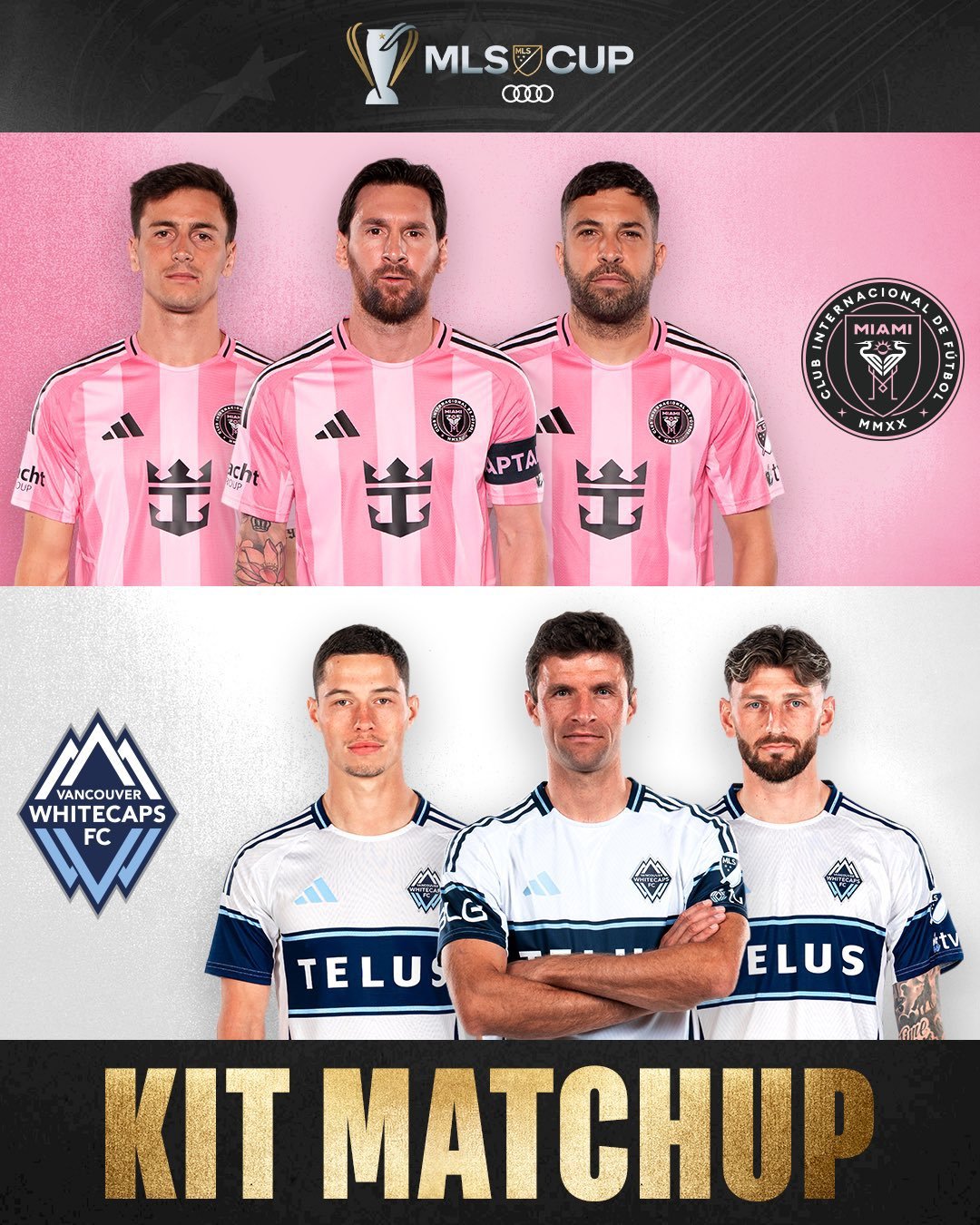 迈阿密国际队和温哥华白浪队将在MLS杯决赛中身穿主场球衣出战👕梅西
